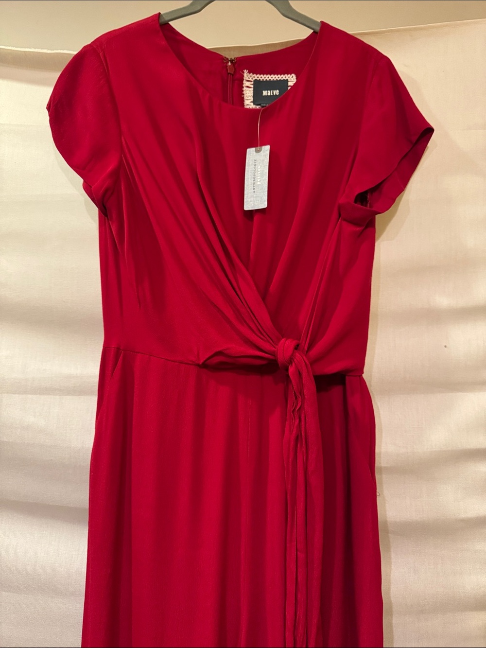 Anthropologie Maeve Wine Draped Front Jumpsuit New With Tags